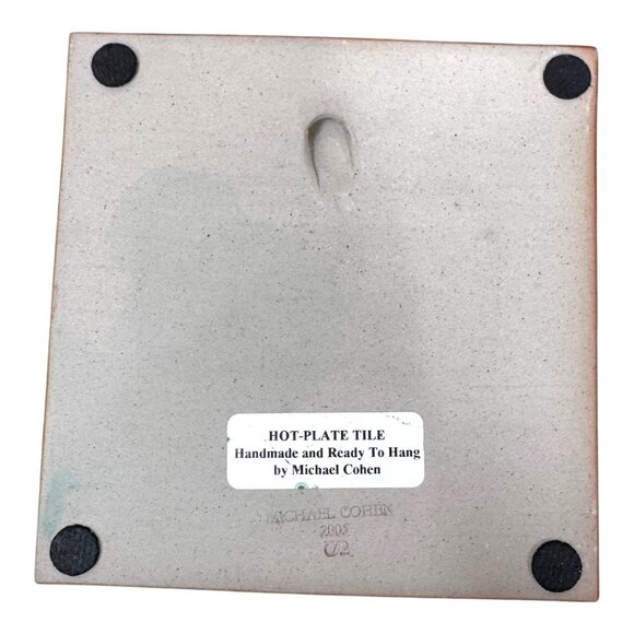 Michael Cohen 2001 Art Pottery Hot Plate Tile Trivet Whale 5 3/4" Coastal Beach - Picture 2 of 5